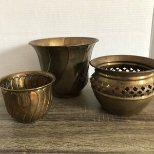 Vtg Solid Brass Indoor Planters